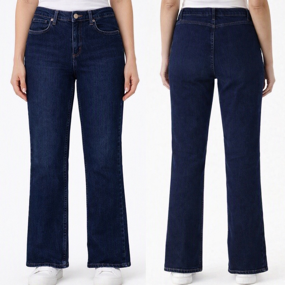 Vintage Dark Blue Denim Jeans Size 8 Straight Leg Mid Rise Classic Fit Zena
